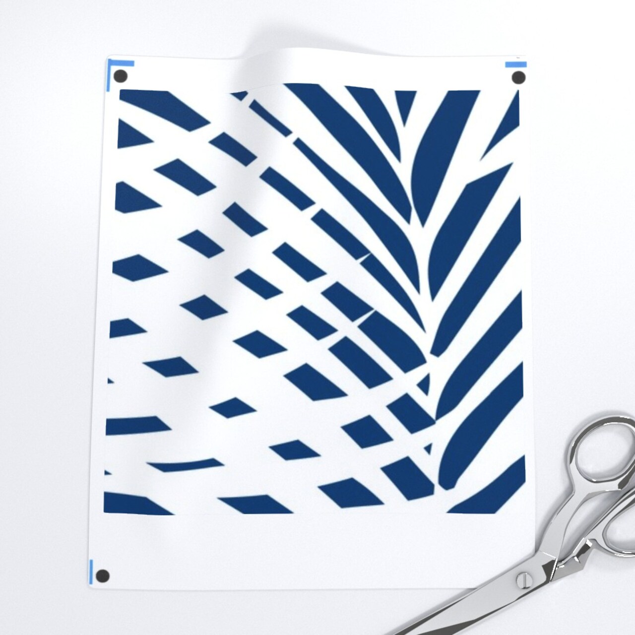 Silhouette Navy Palm Summer Tropical Blue And White Coastal Fronds Leaf Custom Removable Wallpaper by Spoonflower Peel & Stick Wallpaper 2FT Wide
